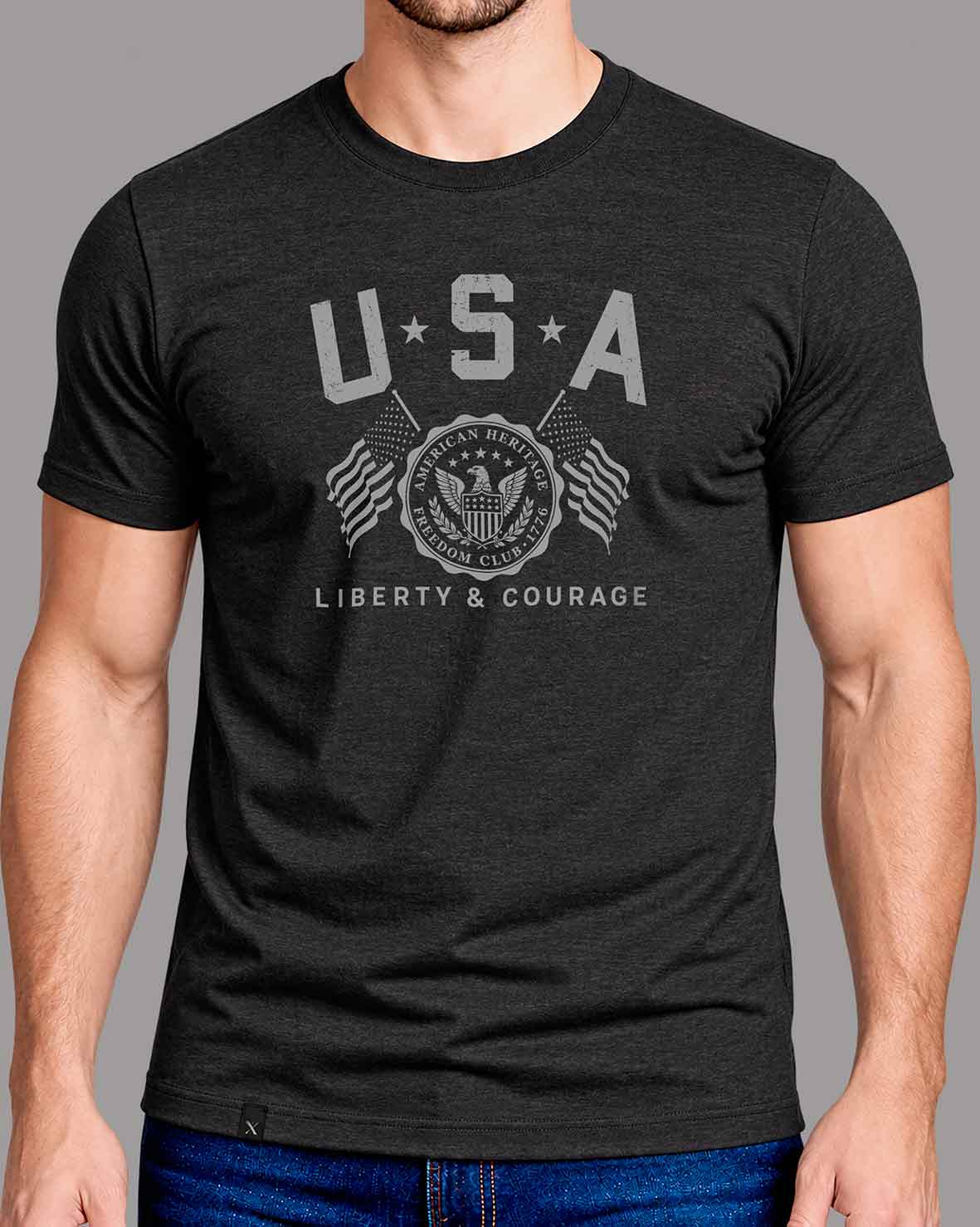 Polera USA - Negro Jaspe
