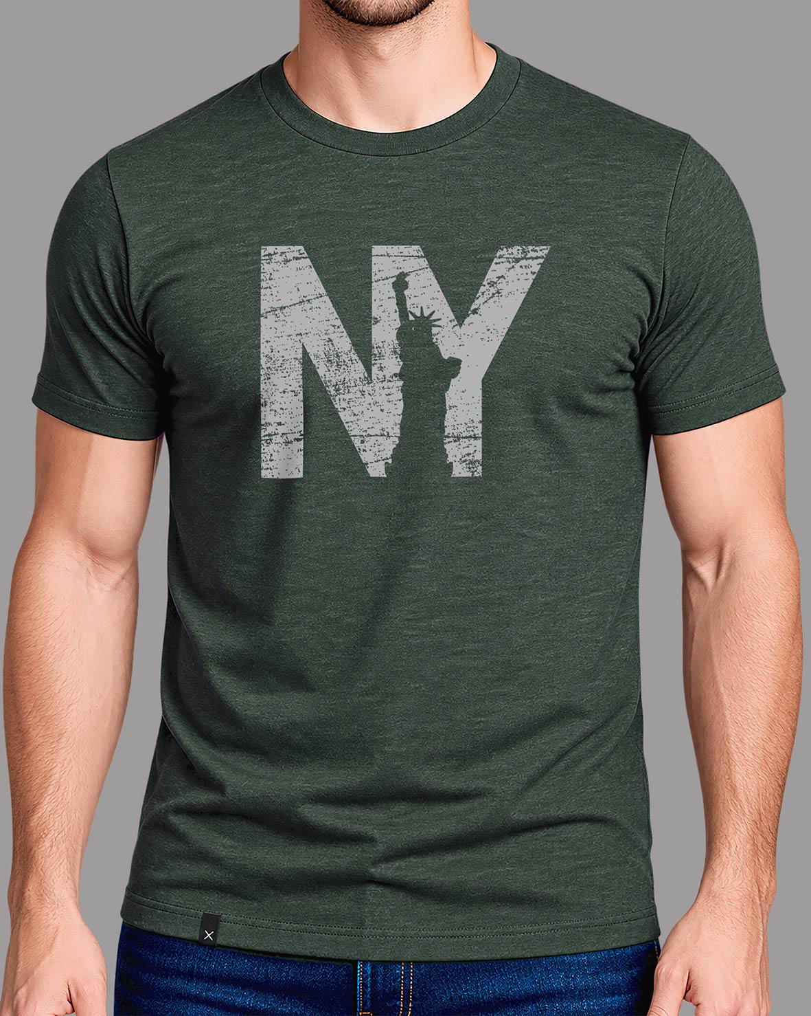 Polera NY - Verde Jaspeado Oscuro