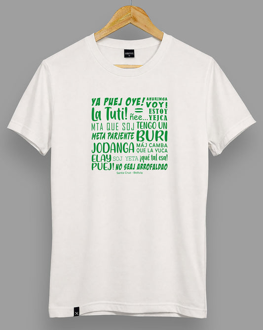 Polera Frases de Santa Cruz - Blanco Perla