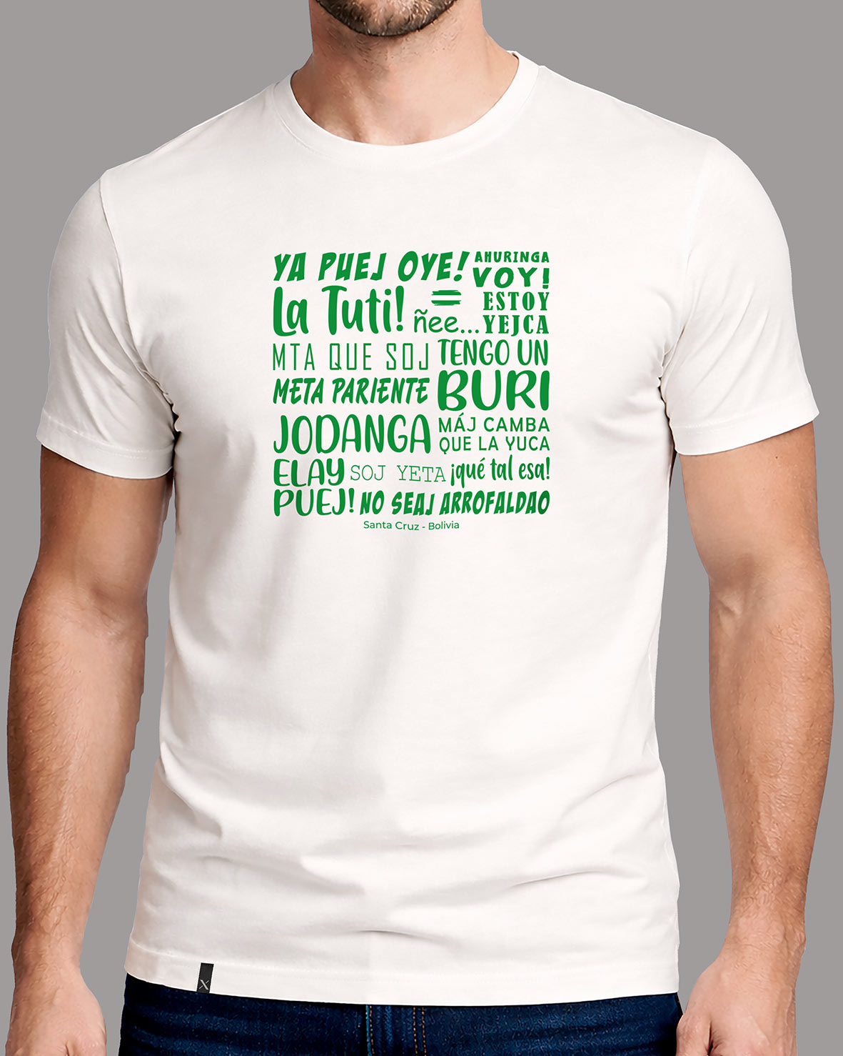 Polera Frases de Santa Cruz - Blanco Perla